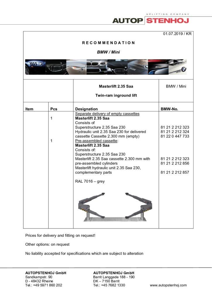 Update Firmenname Masterlift 235 Saa 230 EN  042018 pdf - BMW / Mini