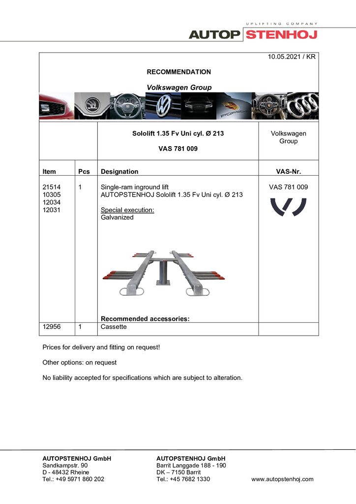 4 Sololift 1.35 Fv Uni VAS 781 009 EN  pdf - Volkswagen Group